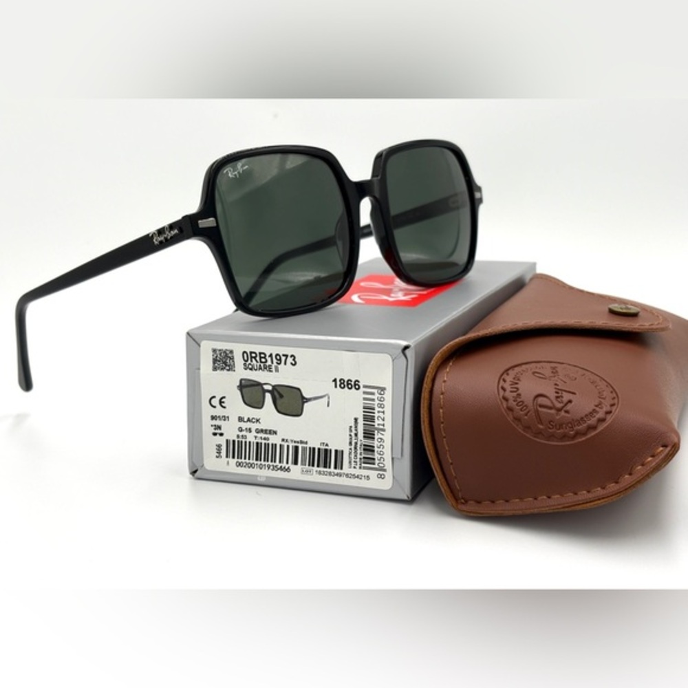Womens Ray-Ban Square ll Large Black Frame RB1973 Black Ray-Ban 801/31 53-140